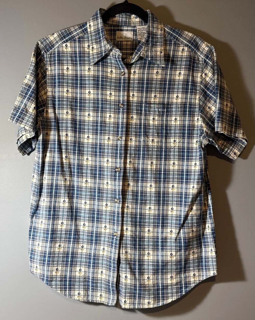 Bobbie Brooks Button Down Shirt Size Large (12/14) Blue Plaid Floral